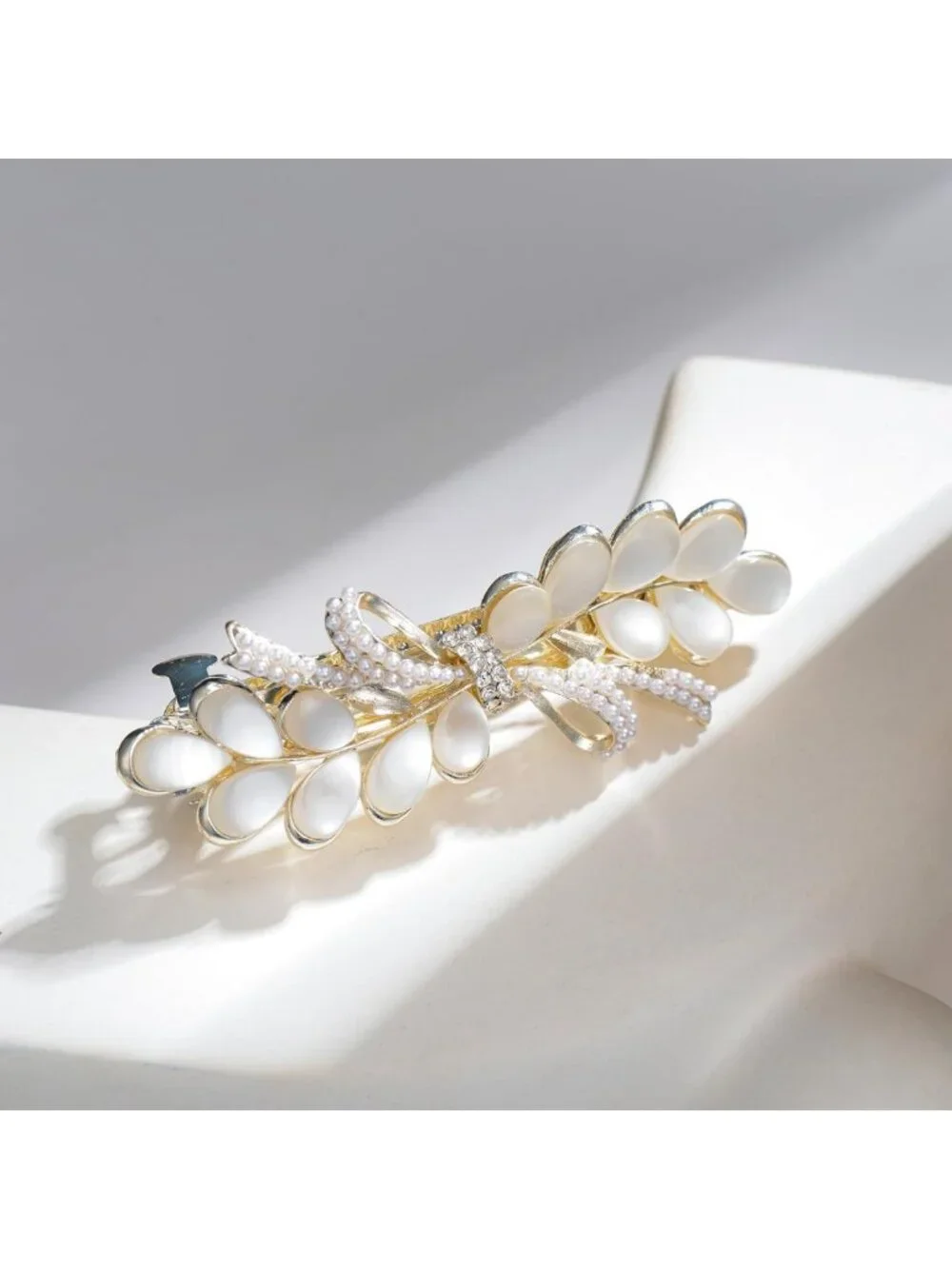 Rhinestone Pearl Wheat Hair Clips - Elegant Metal Barrettes for Weddings
